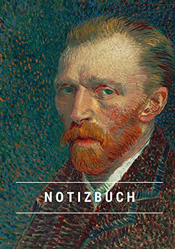 Notizbuch klein A5 Blanko - Notizheft 44 Seiten 90g/m² - Softcover Vincent van Gogh Selbstporträt 1887 - FSC Papier: Notebook A5 Blanko weißes Papier