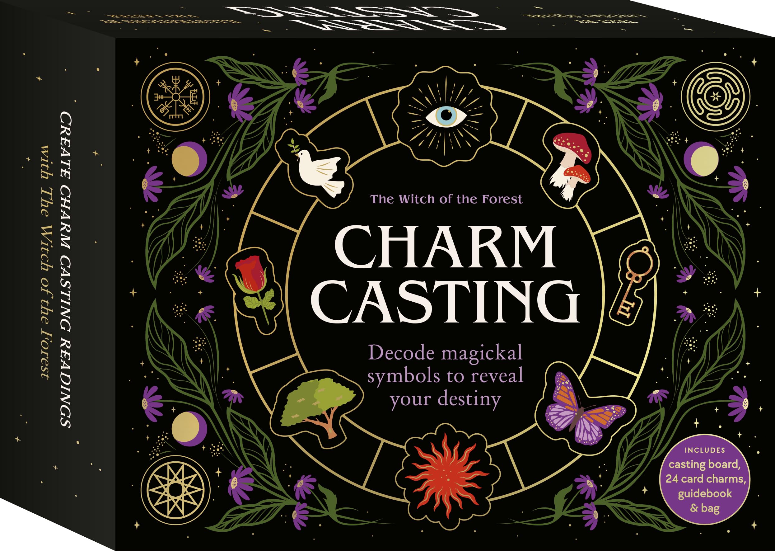Charm Casting: Decode magickal symbols to reveal your destiny - Includes: casting board, 24 card charms, guidebook and bag (Witch of the Forest…)