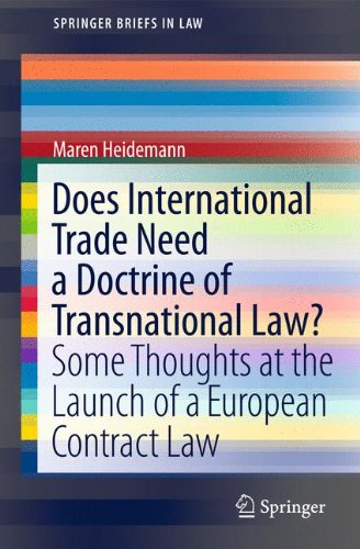 Does International Trade Need a Doctrine of Transnational Law?: Some Thoughts at the Launch of a European Contract Law (Springer Briefs in Law)