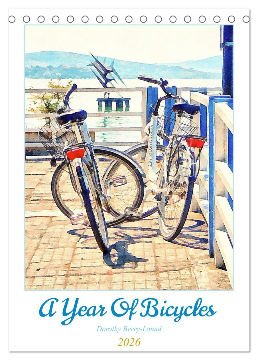 A Year Of Bicycles (Desk Calendar 2026 DIN A5 portrait), CALVENDO 12 Month DeskCalendar: Parked bicycles in picturesque settings