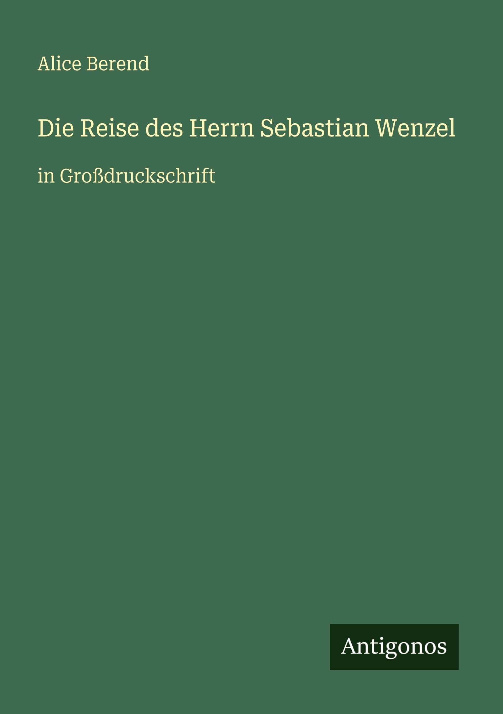 Die Reise des Herrn Sebastian Wenzel: in Großdruckschrift