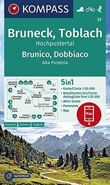 KOMPASS Wanderkarte Bruneck, Toblach, Hochpustertal, Brunico, Dobbiaco, Alta Pusteria: 5in1 Wanderkarte 1:50000 mit Aktiv Guide, Detailkarten und ... Skitouren. (KOMPASS-Wanderkarten, Band 57)