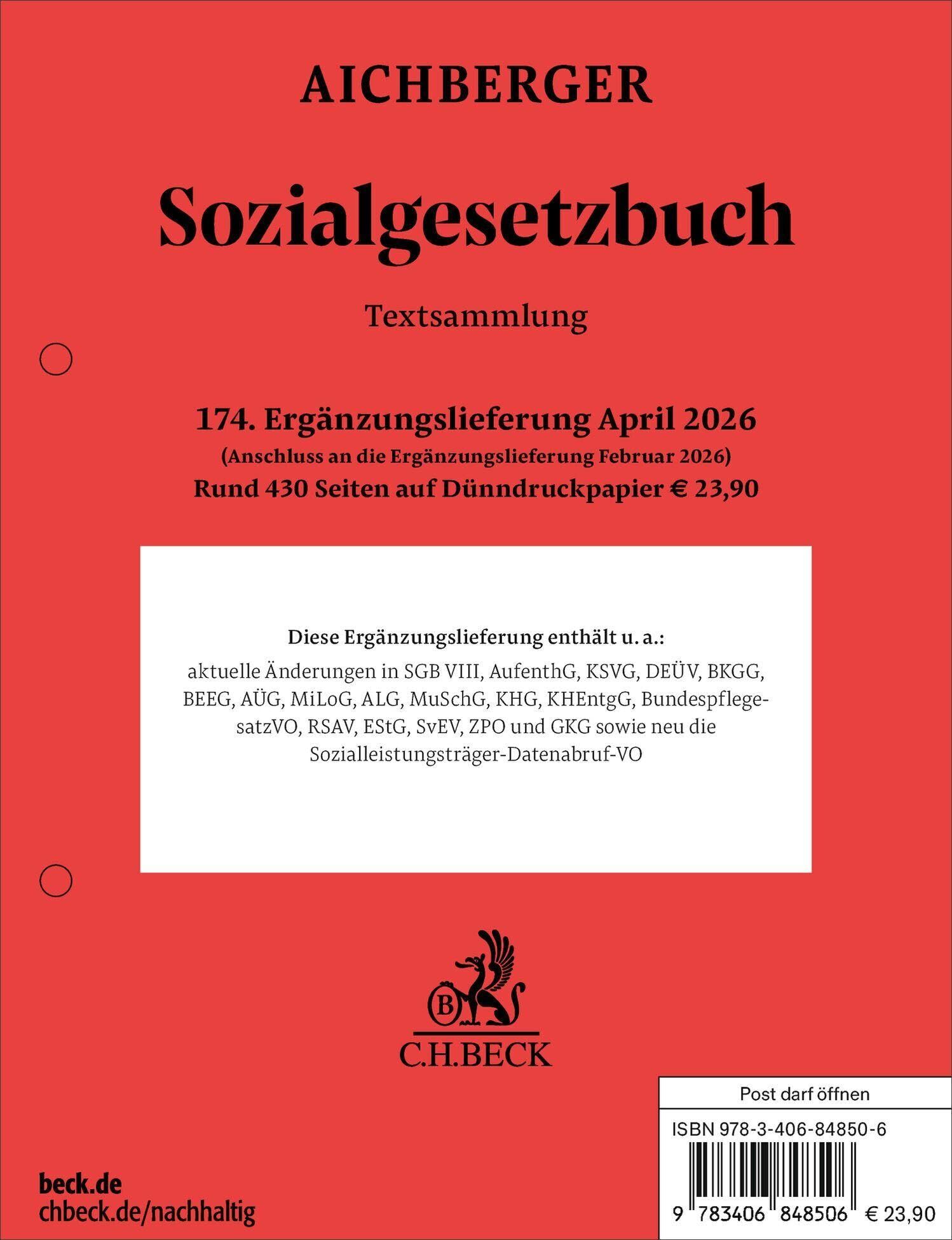 Sozialgesetzbuch 174. Ergänzungslieferung