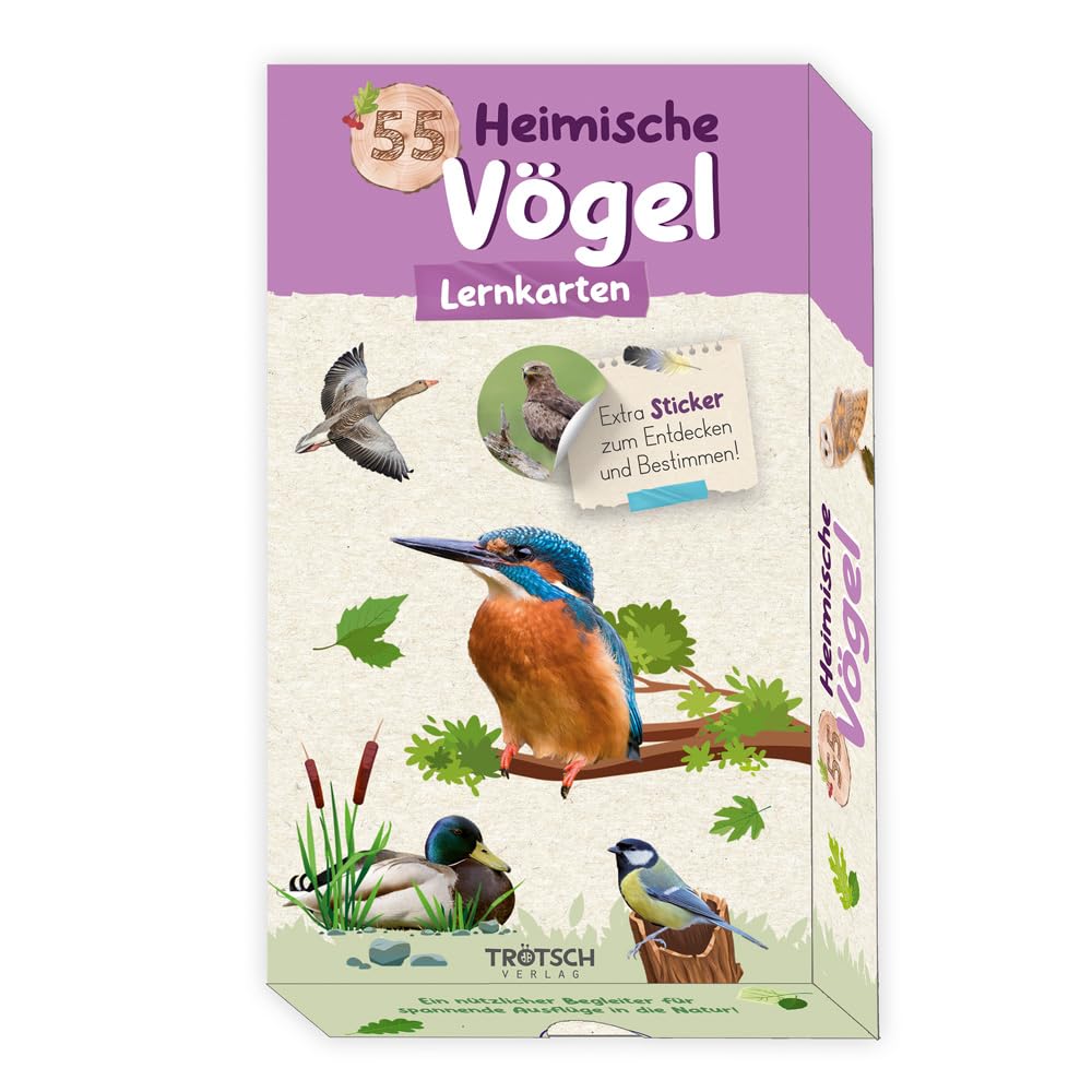 TRÖTSCH - 55 Lernkarten Heimische Vögel | Natur entdecken : Outdoor Lernspiel für Familien mit Kindern ab 4 5 6 7 8 Jahren: Lernkarten Natur Forschen Wissen Fragen