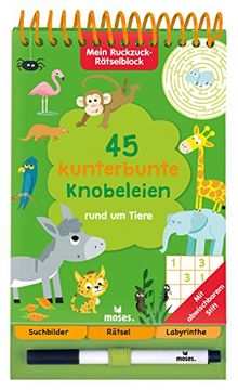 Mein Ruckzuck-Rätselblock rund um Tiere | Rätselbuch mit abwischbarem Stift | Für Kinder ab 6 Jahren