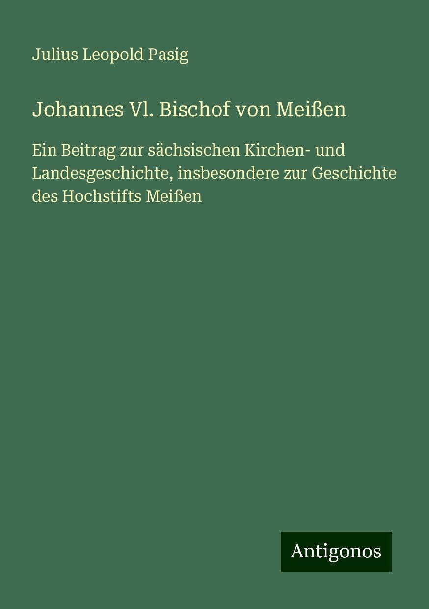Johannes Vl. Bischof von Meißen: Ein Beitrag zur sächsischen Kirchen- und Landesgeschichte, insbesondere zur Geschichte des Hochstifts Meißen