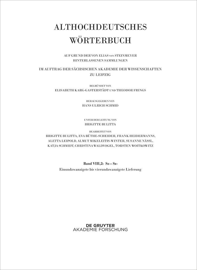 Band VIII,2: So - Sz- 21.-24. Lieferung - Neuware