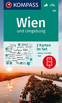 KOMPASS Wanderkarten-Set 205 Wien und Umgebung (2 Karten) 1:50.000: inklusive Karte zur offline Verwendung in der KOMPASS-App. Fahrradfahren.