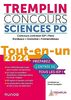 Tremplin concours Sciences Po : concours commun IEP, Paris, Bordeaux, Grenoble, Fontainebleau : tout-en-un 2024