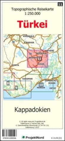 Kappadokien - Topographische Reisekarte 1:250.000 Türkei (Blatt 11): mit Wanderwegen und Radwanderwegen - Landkarte (Türkei Reisekarten: Detaillierte topographische Landkarten)