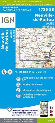 Neuville de Poitou - Vouille mirebeau 1 : 25 000 Carte Topographique Serie Bleue Itineraires de Randonnee