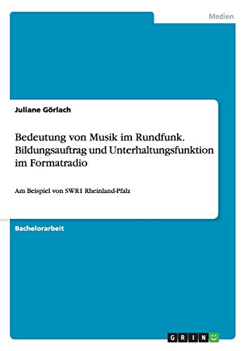 Bedeutung von Musik im Rundfunk. Bildungsauftrag und Unterhaltungsfunktion im Formatradio: Am Beispiel von SWR1 Rheinland-Pfalz