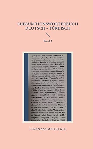 Subsumtionswörterbuch Deutsch - Türkisch: Band 2