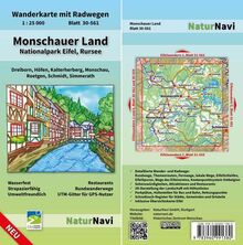 Monschauer Land - Nationalpark Eifel, Rursee: Wanderkarte mit Radwegen, Blatt 30-561, 1 : 25 000, Dreiborn, Höfen, Kalterherberg, Monschau, Roetgen, ... (NaturNavi Wanderkarte mit Radwegen 1:25 000)