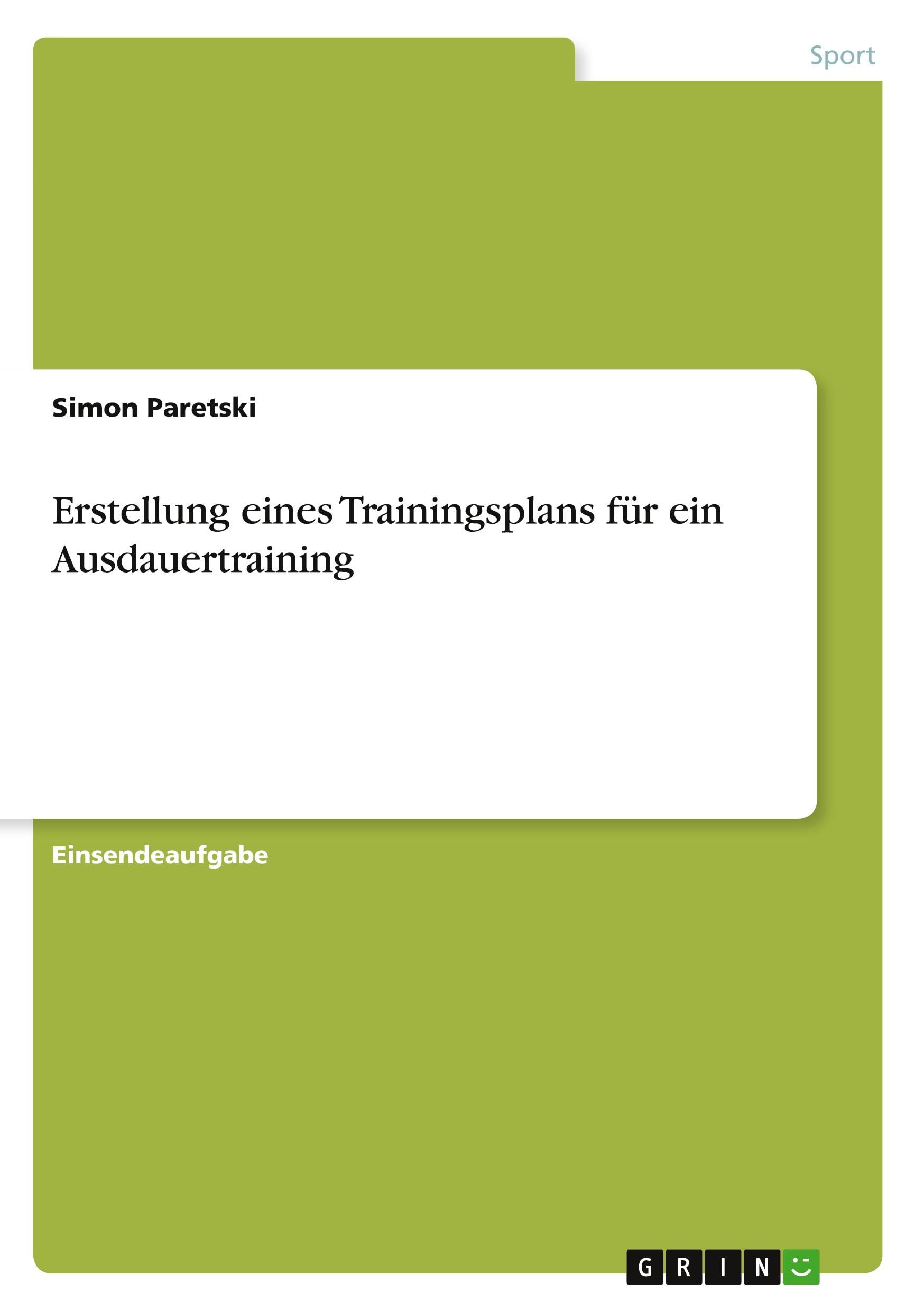 Erstellung eines Trainingsplans für ein Ausdauertraining
