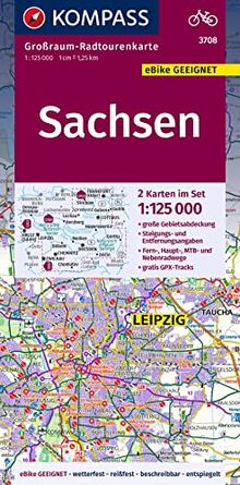 KOMPASS GRK 3708 Sachsen: 1:125000 (KOMPASS Großraum-Radtourenkarte, Band 3708)
