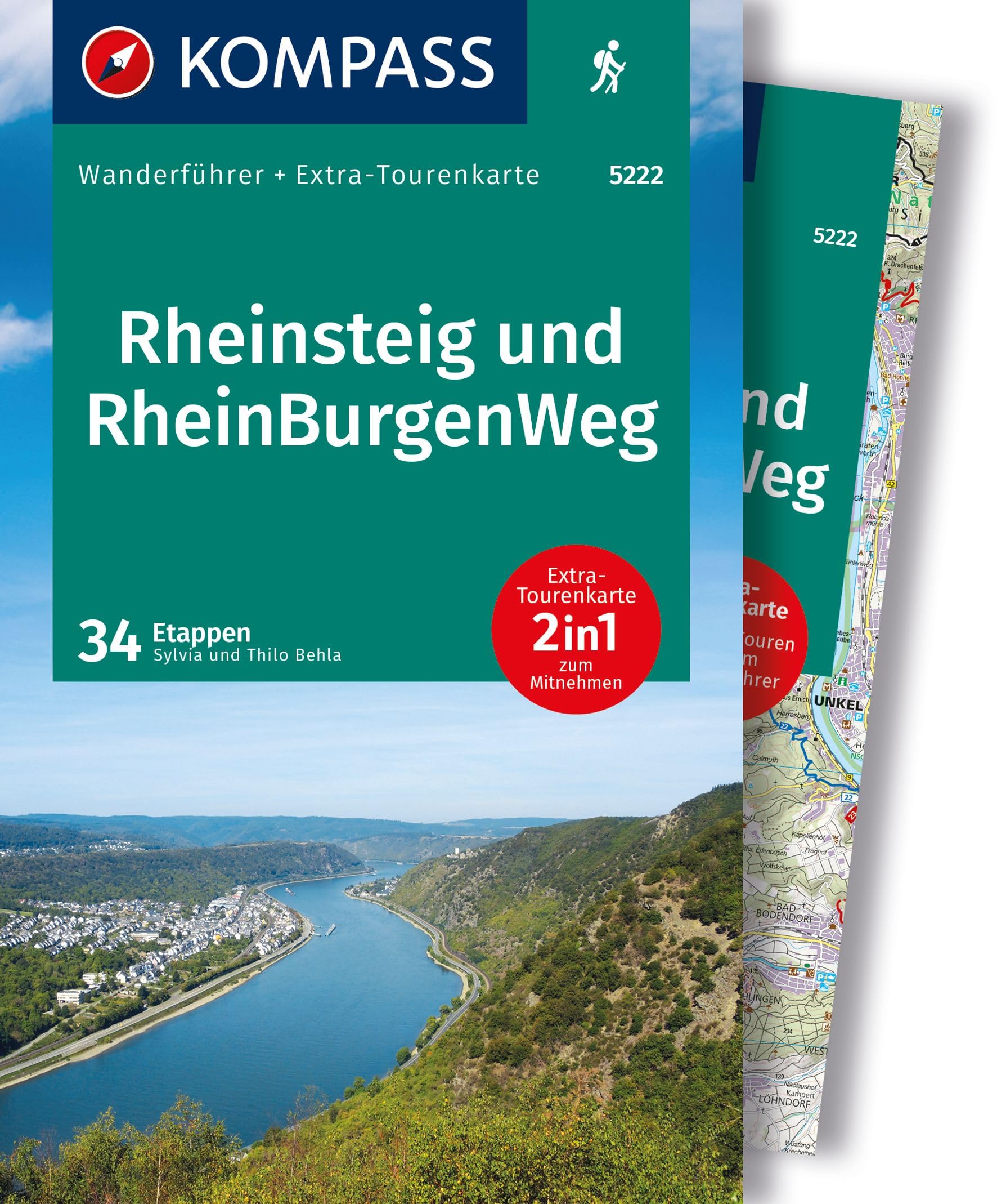Behla, Silvia und Thilo: KOMPASS Wanderführer Rheinsteig RheinBurgenWeg, 34 Etappen mit Extra-Tourenkarte