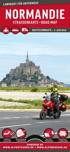 MoTourMaps Normandie 1:300.000: reißfest • wasserfest • beschreibbar: Laminierte Straßenkarte für unterwegs (MOTOURMAPS: Laminierte Straßenkarten für unterwegs)