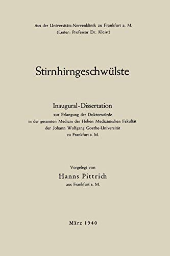 Stirnhirngeschwülste: Inaugural-Dissertation