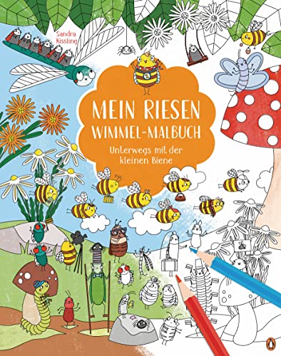 Mein Riesen-Wimmel-Malbuch - Unterwegs mit der kleinen Biene: Großformatiges Malbuch ab 4 Jahren