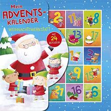 Mein Adventskalender Weihnachtswerkstatt: 24 Büchlein aus stabiler Pappe mit Aufhängern in wiederverschließbarer Box. Für Kinder ab 3 Jahren.