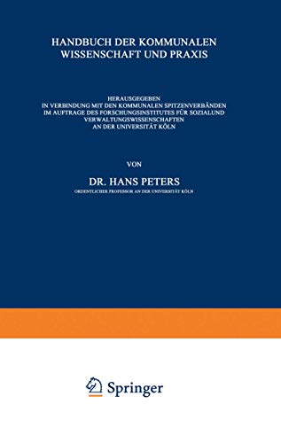 Kommunalverfassung (Monographien Aus Dem Gesamtgebiet Der Physiologie Der Pflanzen Und Der Tiere, Band 1)