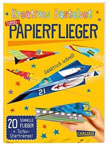 Kreatives Bastelset: Turbo-Papierflieger: 20 schnelle Flieger + Turbo-Startrampe | Das Bastelkit mit bunten Faltvorlagen, Anleitungen und Flugtipps von Carlsen | Buch | Zustand sehr gut