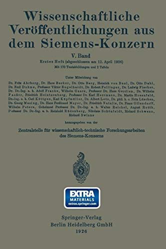 Wissenschaftliche Veröffentlichungen aus dem Siemens-Konzern: Fünfter Band 1926–1927