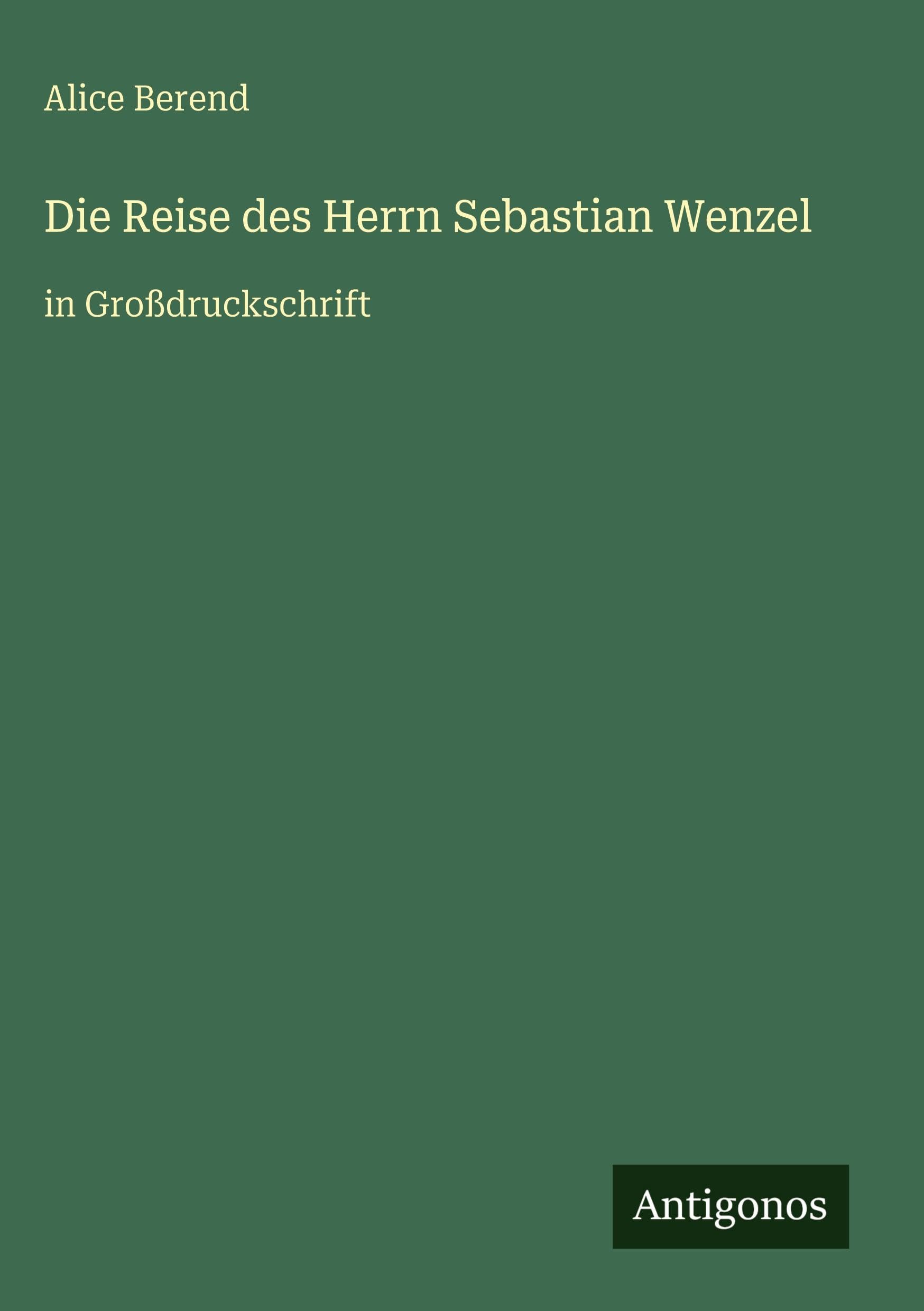 Die Reise des Herrn Sebastian Wenzel: in Großdruckschrift