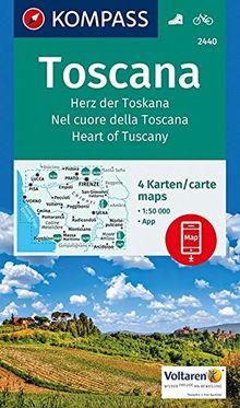 Toscana, Herz der Toskana, Nel cuore della Toscana, Heart of Tuscany: 4 Wanderkarten 1:50000 im Set inklusive Karte zur offline Verwendung in der ... (KOMPASS-Wanderkarten, Band 2440)