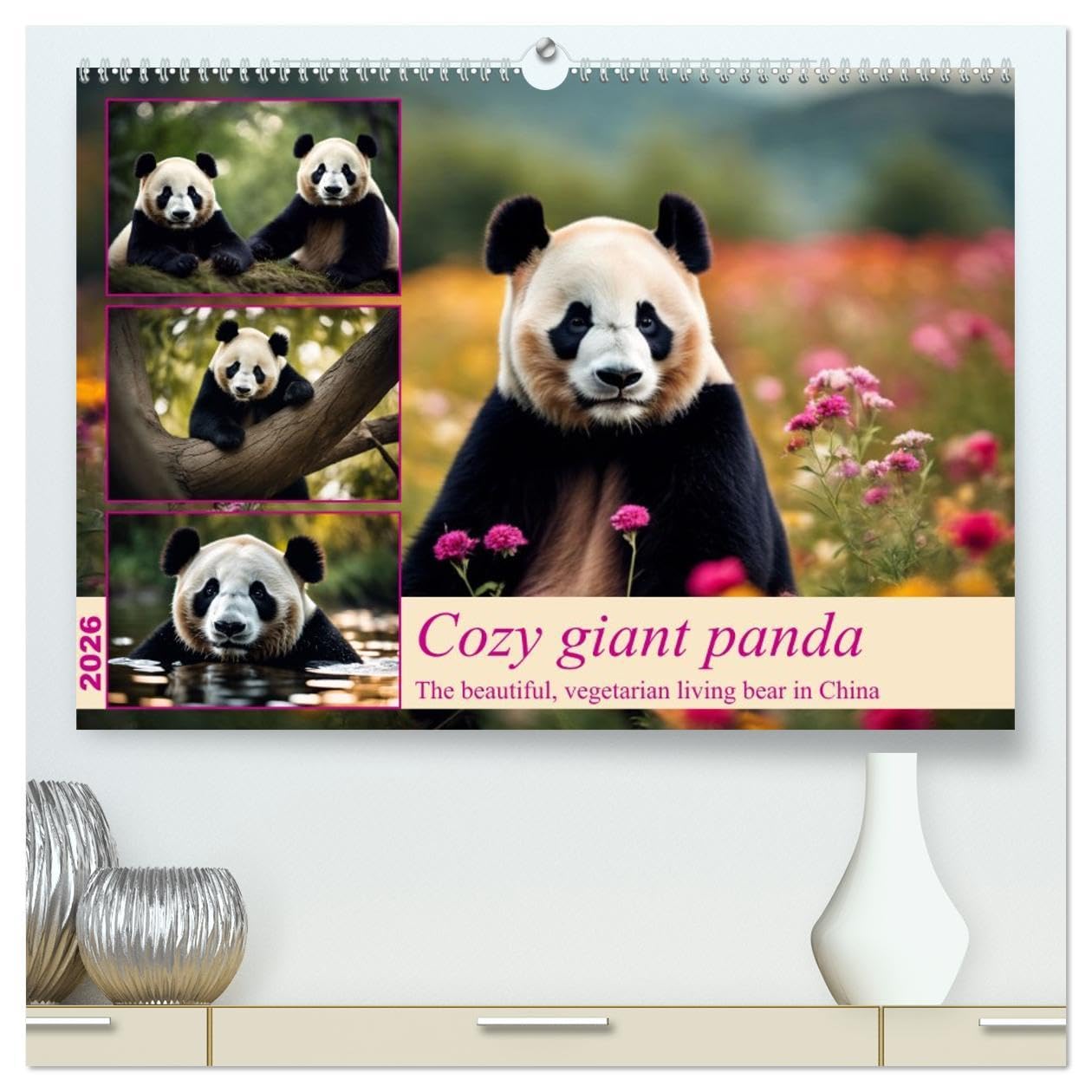 Cozy giant panda (High Quality Premium Wall Calendar 2026 DIN A2 landscape),CALVENDO 12 Month Wall Calendar: The beautiful, vegetarian living bear in China