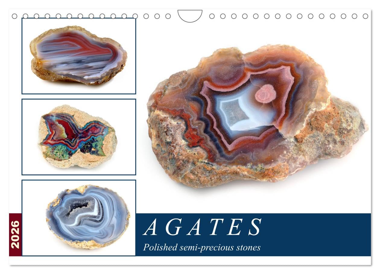 Agates - Polished semi-precious stones (Wall Calendar 2026 DIN A4 landscape), CALVENDO 12 Month Wall Calendar: The diversity of agates