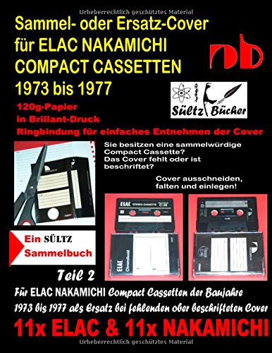 Sammel- oder Ersatz-Cover für ELAC NAKAMICHI COMPACT CASSETTEN 1973 bis 1977: 120g Papier in Brillant-Druck
