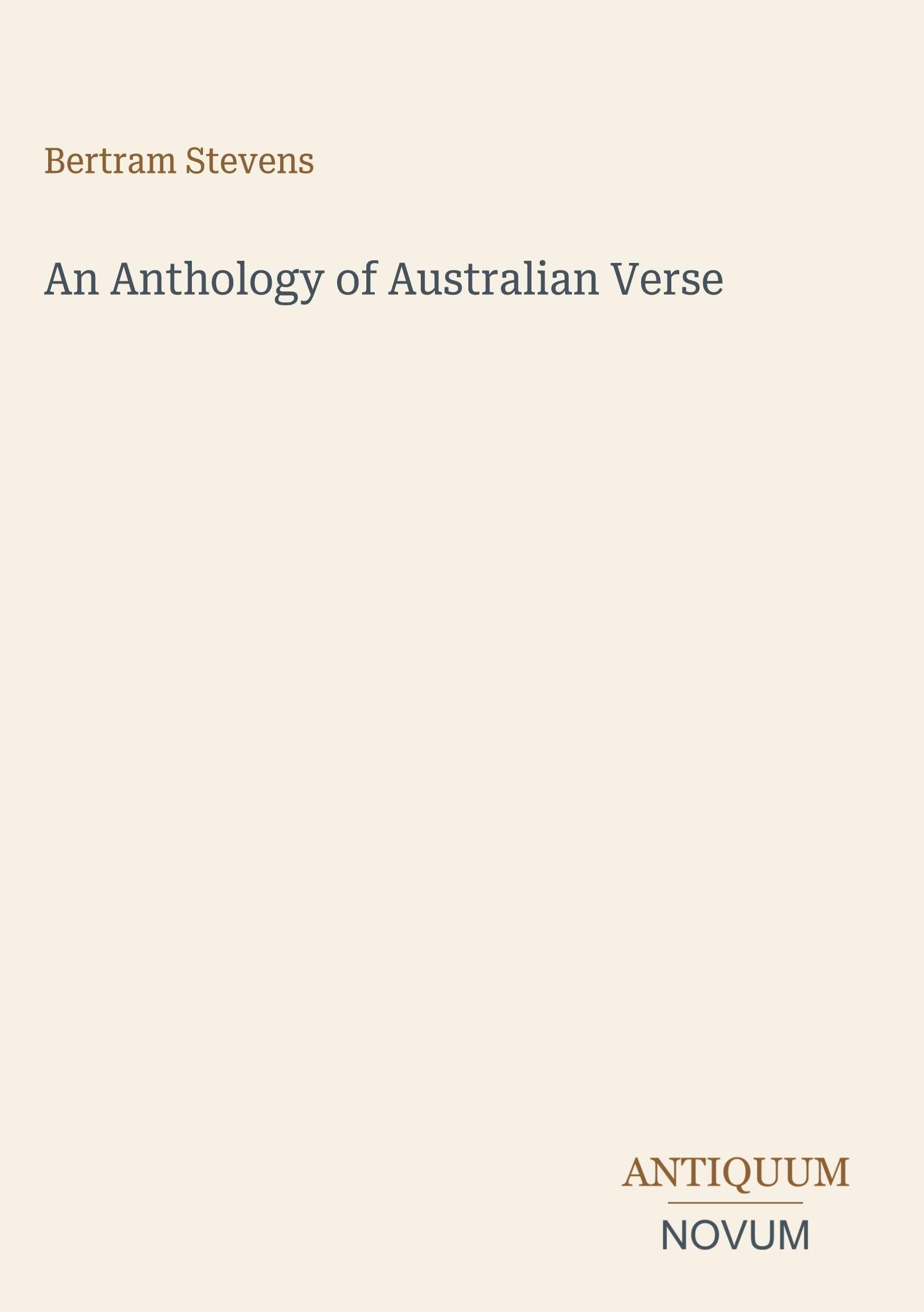 An Anthology of Australian Verse