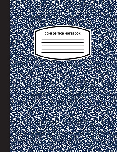 Blank Classic Classic Composition Notebook, (8.5x11) Wide Ruled Lined Paper Notebook Journal (Dark Blue) (Notebook For Kids, Teens, Students, Adults) Back To