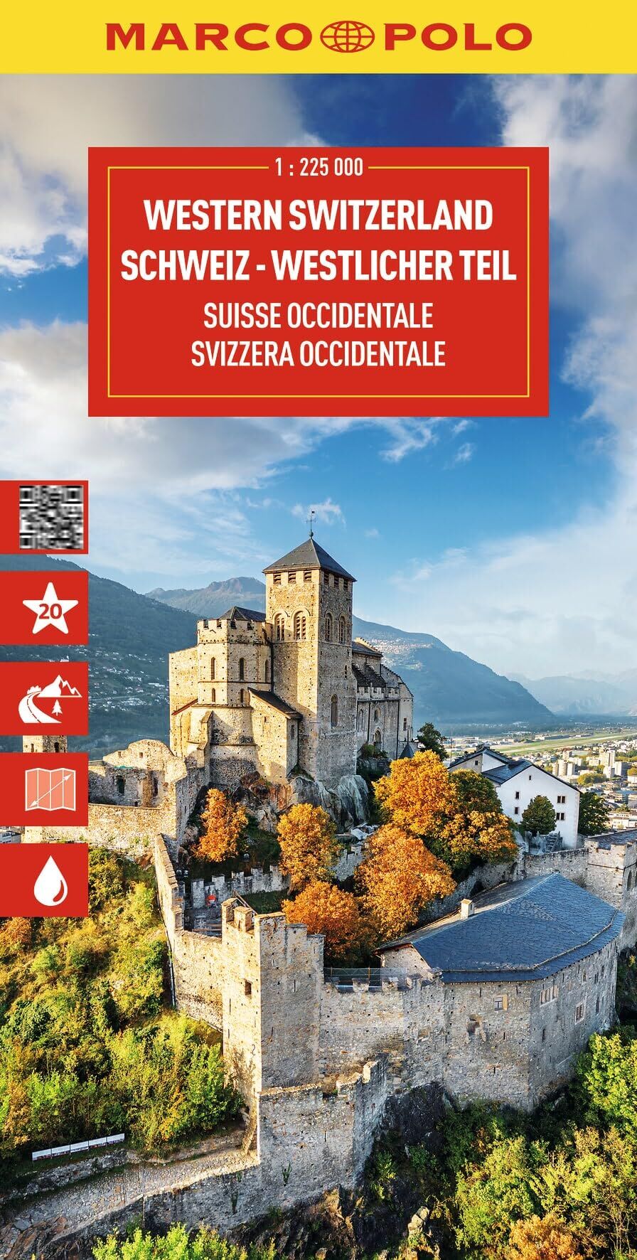 MARCO POLO Reisekarte Schweiz 01 Westlicher Teil 1:225.000