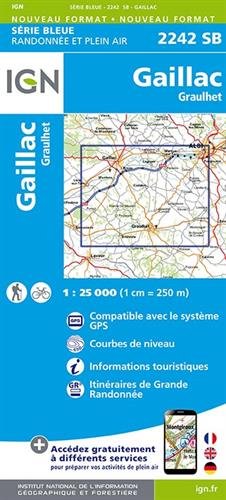Gaillac Graulhet 1 : 25 000 Carte Topographique Serie Bleue Itineraires de Randonnee
