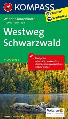 Westweg Schwarzwald: Wander-Tourenkarte. GPS-genau. 1:50000