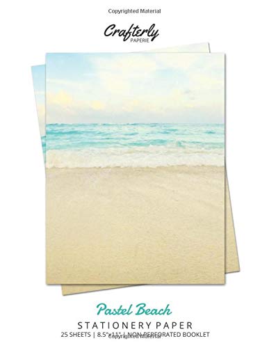 Pastel Beach Stationery Paper: Aesthetic Letter Writing Paper for Home, Office, Letterhead Design, 25 Sheets