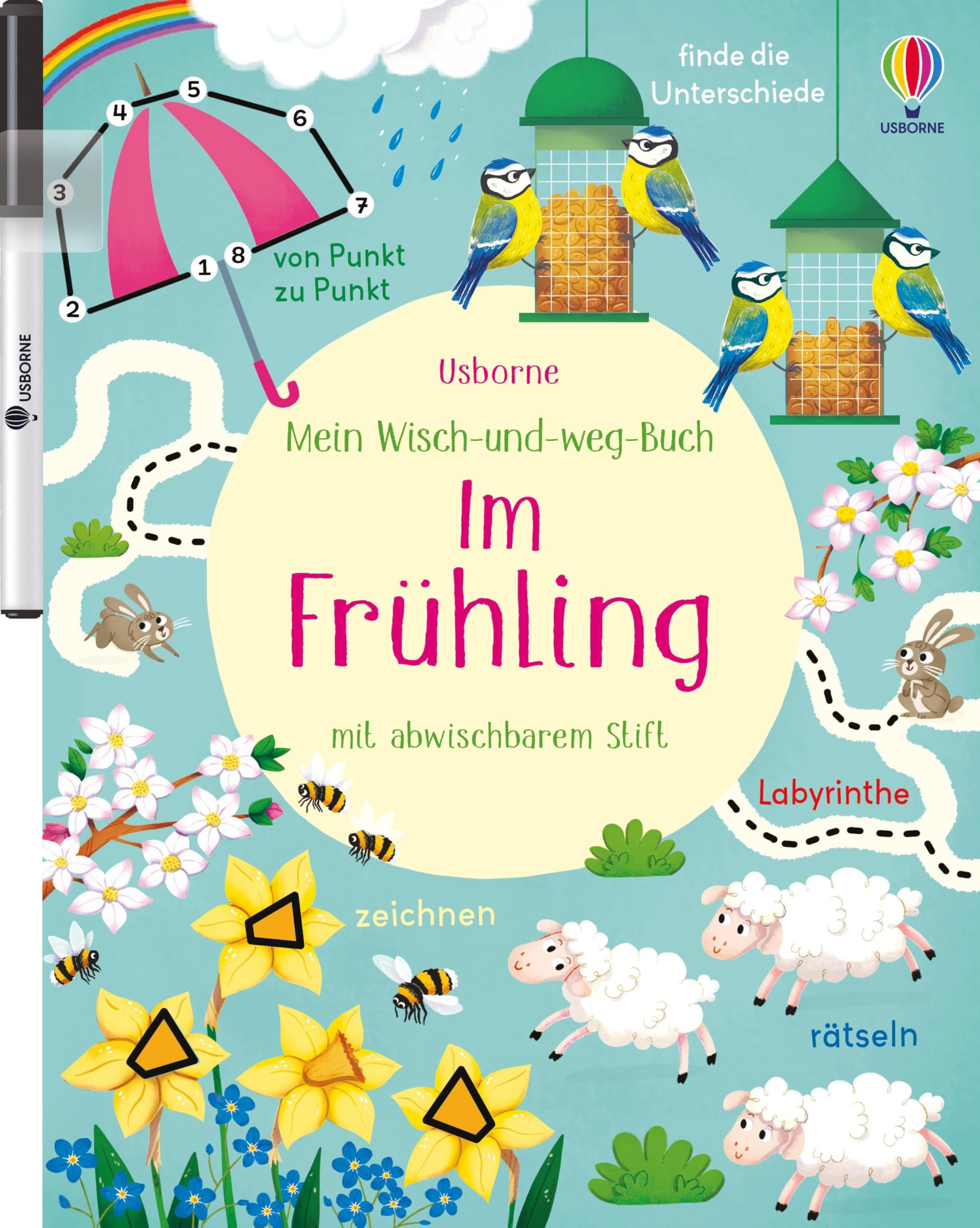Mein Wisch-und-weg-Buch: Im Frühling: mit abwischbarem Stift – Zähl-, Zuordnungs- und Schwungübungen für Kinder ab 4 Jahren