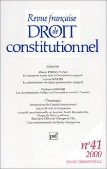 Revue française de droit constitutionnel, n° 41. Espagne