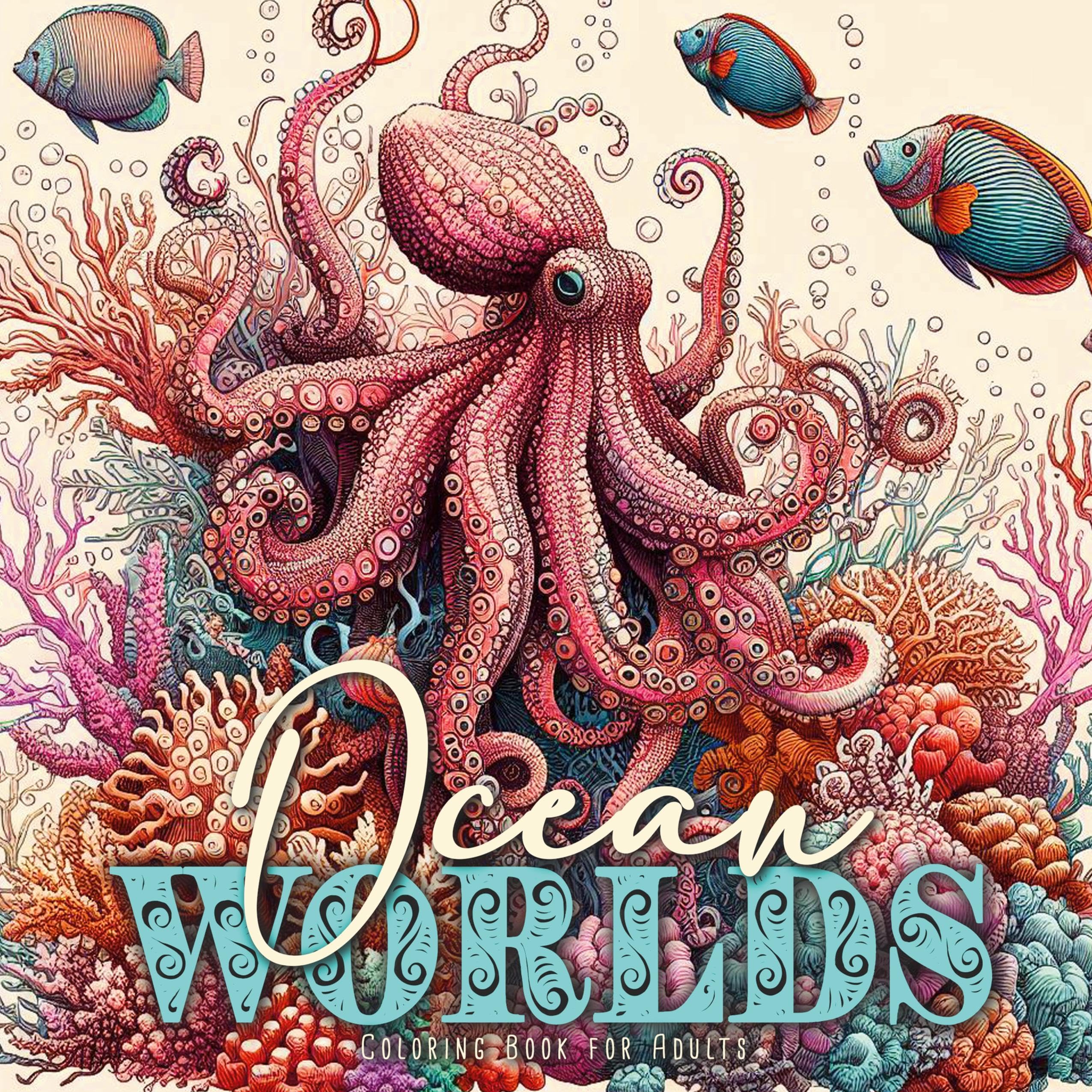 Monsoon Publishing Ozean Welten Malbuch Für Erwachsene, Ozean Malbuch Für Erwachsene | Unterwasser Malbuch | Ozean Graustufen Malbuch | Meerestiere Malbuch Meer,