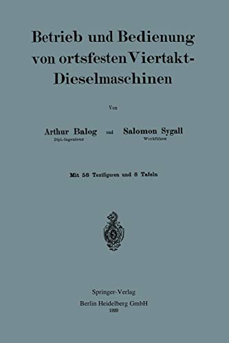 Betrieb und und Bedienung von ortsfesten Viertakt-Dieselmaschinen
