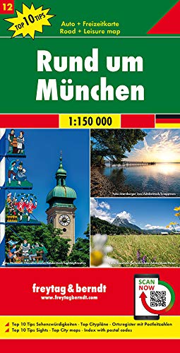 freytag & berndt Auto + Freizeitkarten   GDR 12   Freytag & Berndt Auto + Freizeitkarte Rund um München 1150000 Top 10 Tips Karte (im Sinne von Landkarte)
