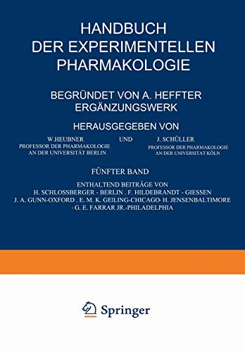 Handbuch der Experimentellen Pharmakologie - Ergänzungswerk: Fünfter Band