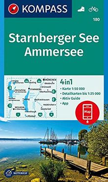 Starnberger See, Ammersee: 4in1 Wanderkarte 1:50000 mit Aktiv Guide und Detailkarten inklusive Karte zur offline Verwendung in der KOMPASS-App. Fahrradfahren. (KOMPASS-Wanderkarten, Band 180)