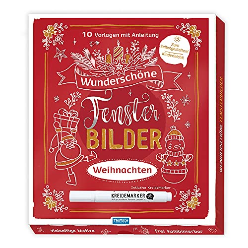 Trötsch Wunderschöne Fensterbilder mit Kreidemarker Mappe mit Vorlagen und Kreidemarker Weihnachten: Fensterbilderbuch Beschäftigungsbuch
