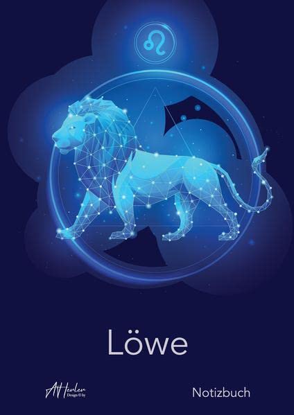 Sternzeichen Löwe Notizbuch | Designed by Alfred Herler: Liniertes Notizbuch mit mit 150 Seiten in edlem Astrologie-Design zum niederschreiben Deiner täglichen Notizen, persönlichen Gedanken und Ideen