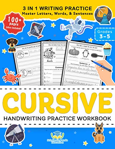 Cursive Handwriting Practice Workbook for 3rd 4th 5th Graders: Cursive Letter Tracing Book, Cursive Handwriting Workbook for Kids to Master Letters, ... Writing Practice (Elementary Books for Kids)