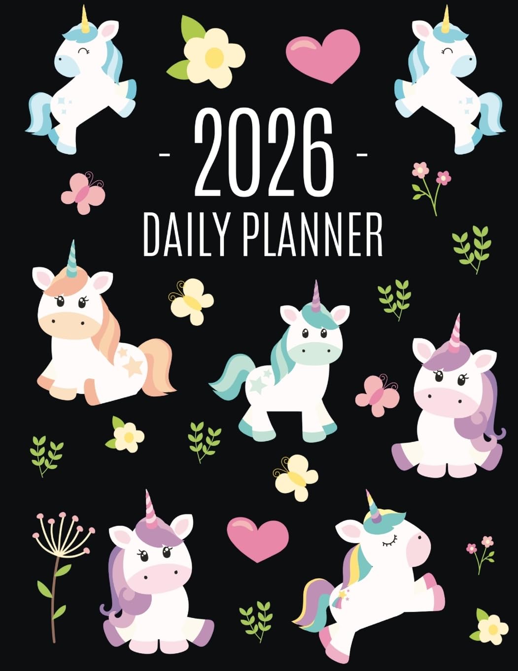 Press, Happy Oak Tree Unicorn Daily Planner 2026, Cute 2026 Year Organizer, January-December (12 Months) | Large Funny Magical Fairy Tale Horse Agenda